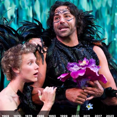 50th Anniversary, Directed by Fred C. Adams. Ben Charles (left) as Puck and Elijah Alexander as Oberon in 2011's A Midsummer Night's Dream. (Copyright Utah Shakespeare Festival. Photo by Karl Hugh.)