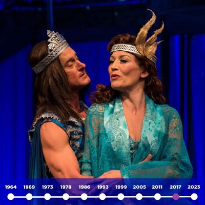 J. Todd Adams (left) as Oberon and Melinda Parrett as Titania in 2017's A Midsummer Night’s Dream. (Photo by Karl Hugh. Copyright Utah Shakespeare Festival 2017.)