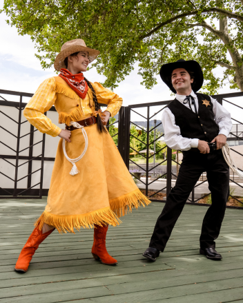 Taya Christiansen (left) and Zac Barnaby as Featured Performers in Mountain Wilderness Greenshow.